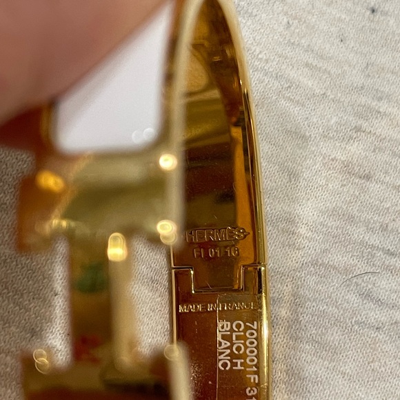 Hermes Gold and White Cuff Bracelet - Picture 5 of 5